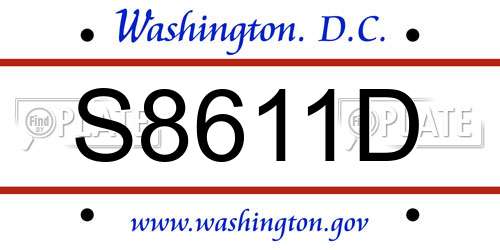S8611D District Of Columbia License Plate