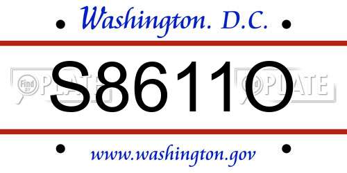 S8611O District Of Columbia License Plate