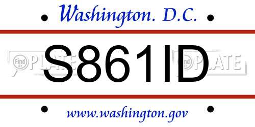 S861ID District Of Columbia License Plate