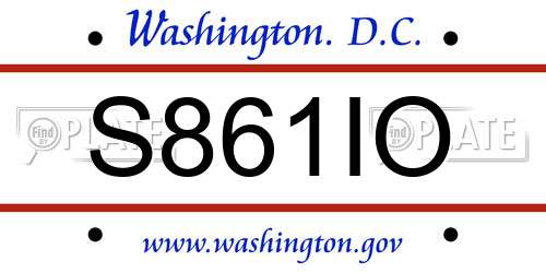 S861IO District Of Columbia License Plate