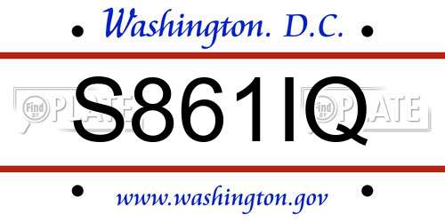 S861IQ District Of Columbia License Plate