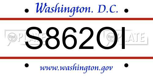 S862OI District Of Columbia License Plate