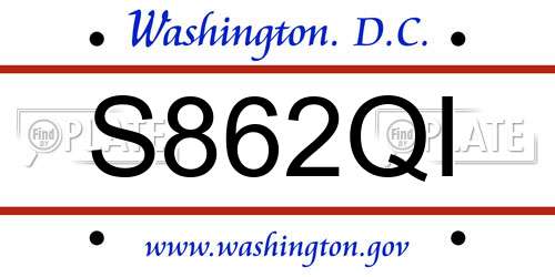 S862QI District Of Columbia License Plate