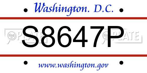 S8647P District Of Columbia License Plate