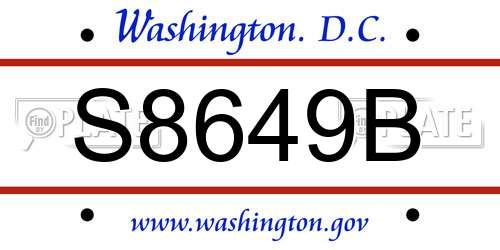 S8649B District Of Columbia License Plate