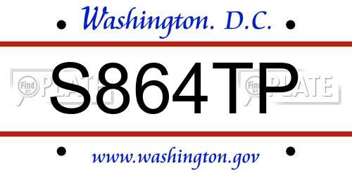 S864TP District Of Columbia License Plate