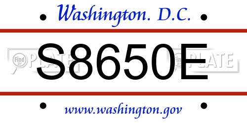 S8650E District Of Columbia License Plate