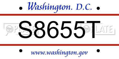 S8655T District Of Columbia License Plate