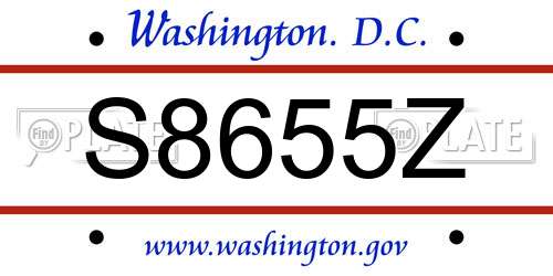 S8655Z District Of Columbia License Plate