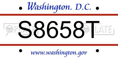 S8658T District Of Columbia License Plate