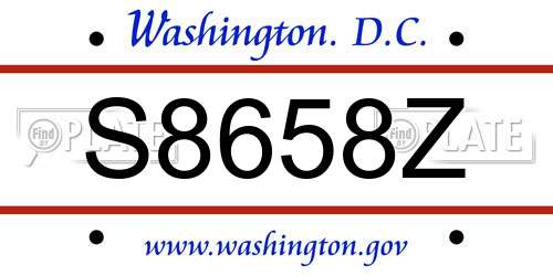 S8658Z District Of Columbia License Plate