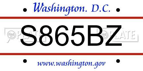 S865BZ District Of Columbia License Plate