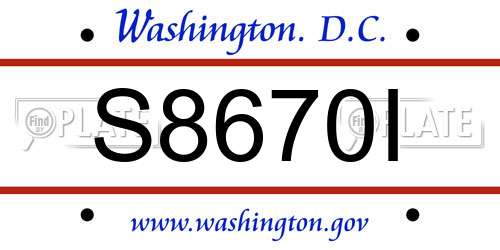 S8670I District Of Columbia License Plate