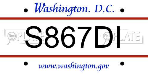 S867DI District Of Columbia License Plate