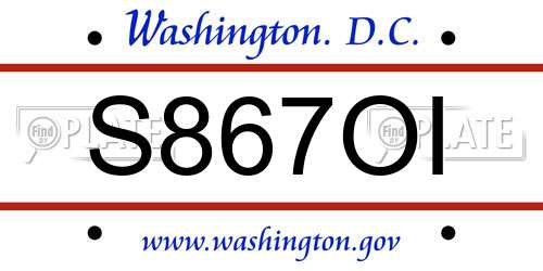 S867OI District Of Columbia License Plate