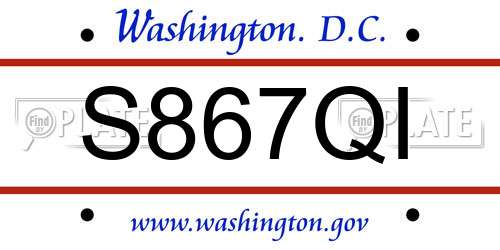 S867QI District Of Columbia License Plate