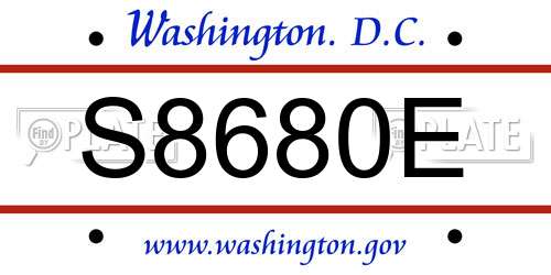 S8680E District Of Columbia License Plate