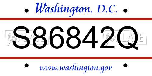S86842Q District Of Columbia License Plate