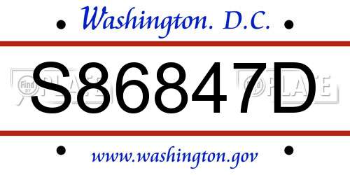 S86847D District Of Columbia License Plate