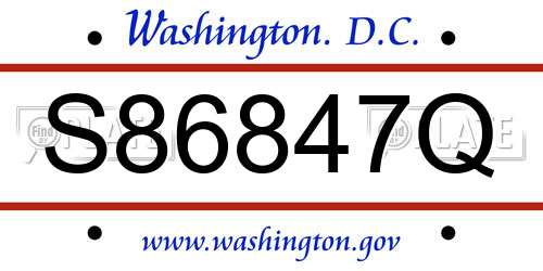 S86847Q District Of Columbia License Plate