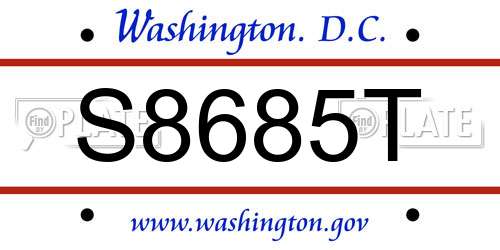 S8685T District Of Columbia License Plate