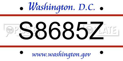 S8685Z District Of Columbia License Plate