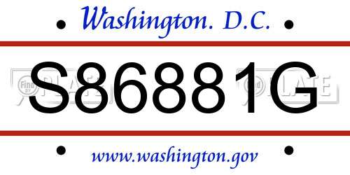 S86881G District Of Columbia License Plate