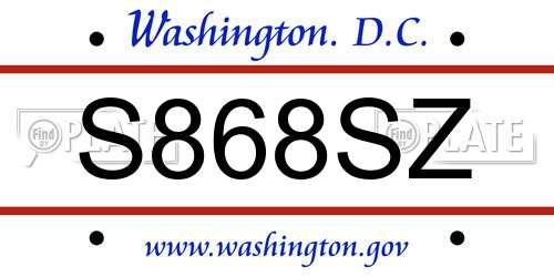 S868SZ District Of Columbia License Plate
