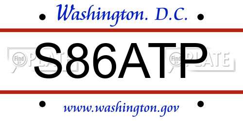 S86ATP District Of Columbia License Plate