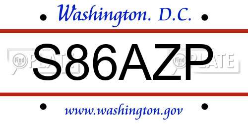 S86AZP District Of Columbia License Plate