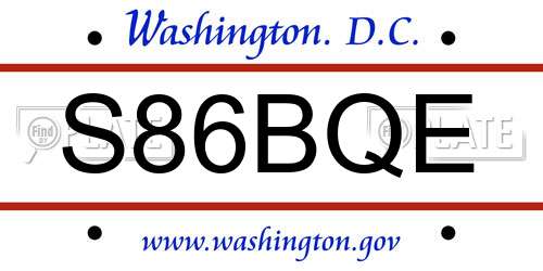 S86BQE District Of Columbia License Plate