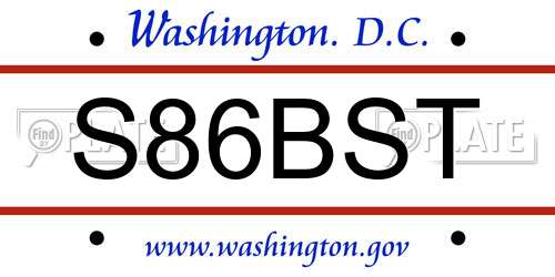 S86BST District Of Columbia License Plate