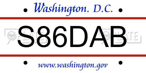 S86DAB District Of Columbia License Plate