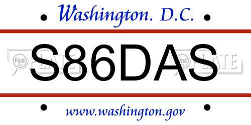S86DAS District Of Columbia License Plate