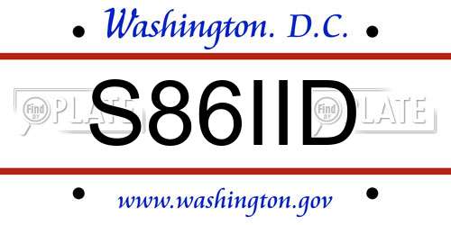 S86IID District Of Columbia License Plate