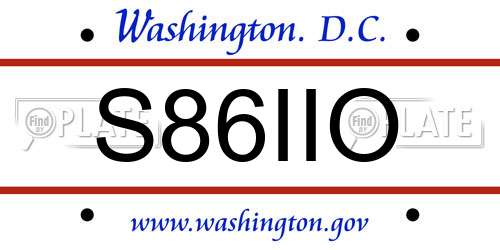 S86IIO District Of Columbia License Plate
