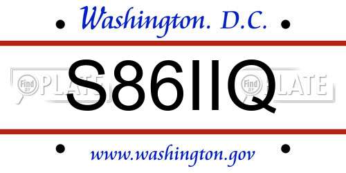 S86IIQ District Of Columbia License Plate