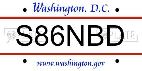 S86NBD District Of Columbia License Plate