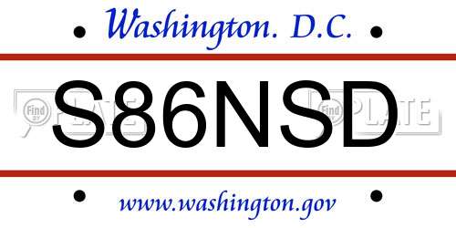 S86NSD District Of Columbia License Plate