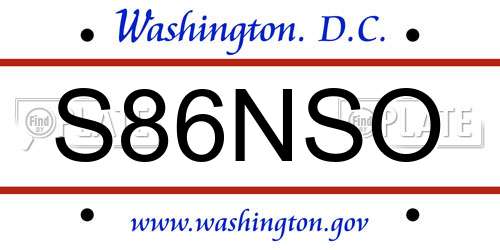 S86NSO District Of Columbia License Plate
