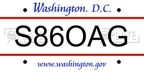 S86OAG District Of Columbia License Plate