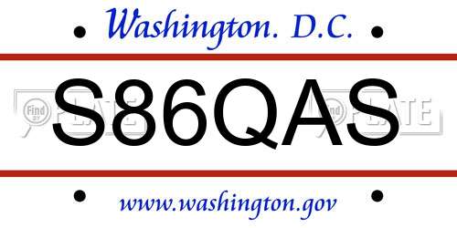 S86QAS District Of Columbia License Plate