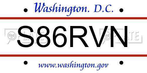 S86RVN District Of Columbia License Plate