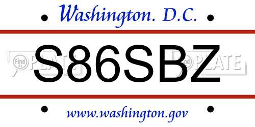 S86SBZ District Of Columbia License Plate