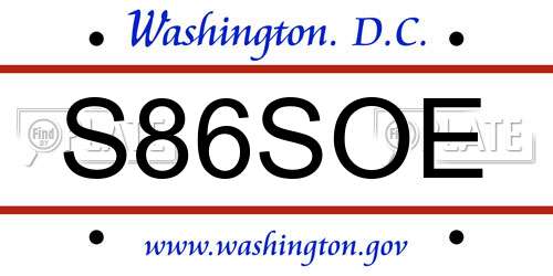 S86SOE District Of Columbia License Plate