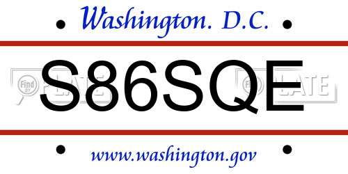 S86SQE District Of Columbia License Plate