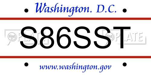 S86SST District Of Columbia License Plate