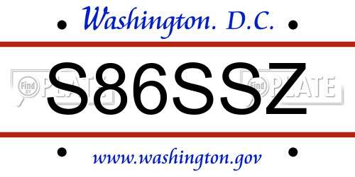 S86SSZ District Of Columbia License Plate