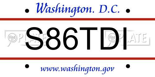 S86TDI District Of Columbia License Plate