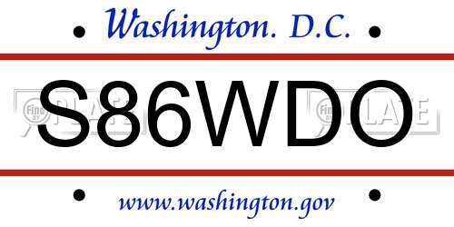 S86WDO District Of Columbia License Plate